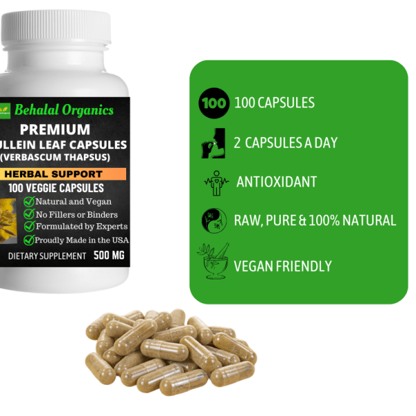 Mullein Leaf Capsules Behalal Organics