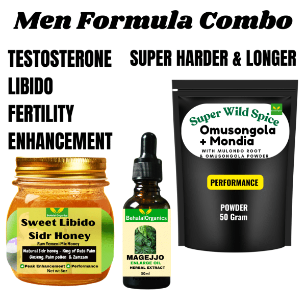 Men’s Vitality Combo Pack – Natural Performance Booster with Mondia whitei, Ginseng, Sidr Honey, Palm Pollen & More | Energy, Libido & Fertility Support
