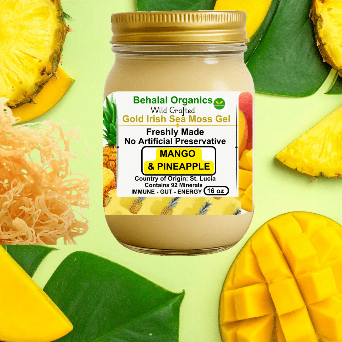Irish Sea Moss Wildcrafted Gel with Pineapple & Mango – St. Lucia - Image 2
