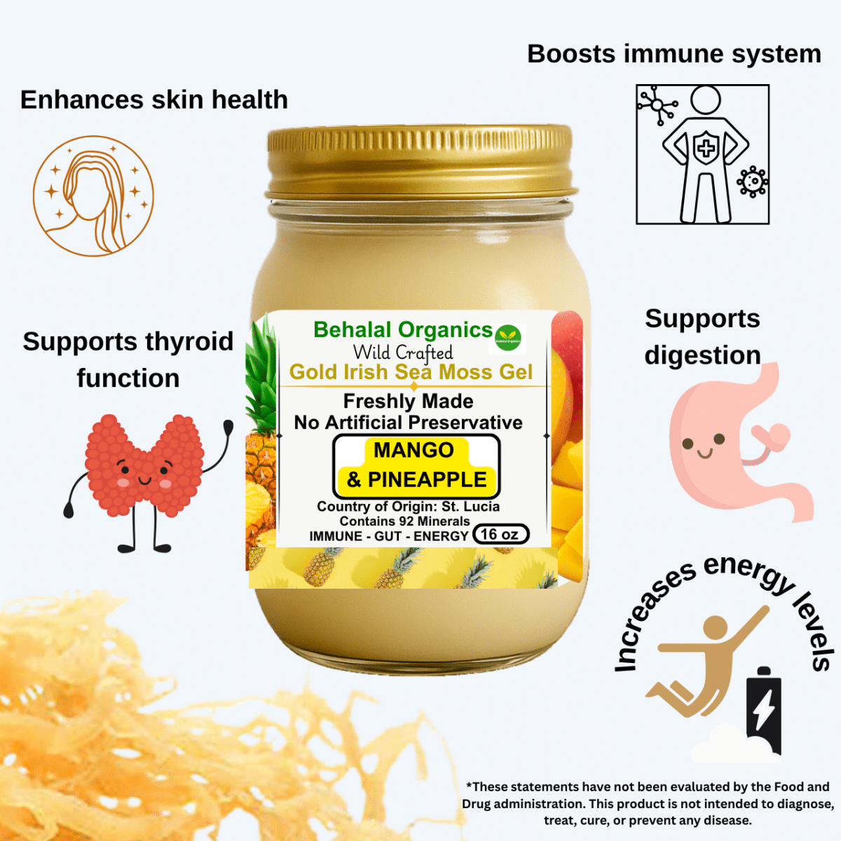 Irish Sea Moss Wildcrafted Gel with Pineapple & Mango – St. Lucia - Image 4