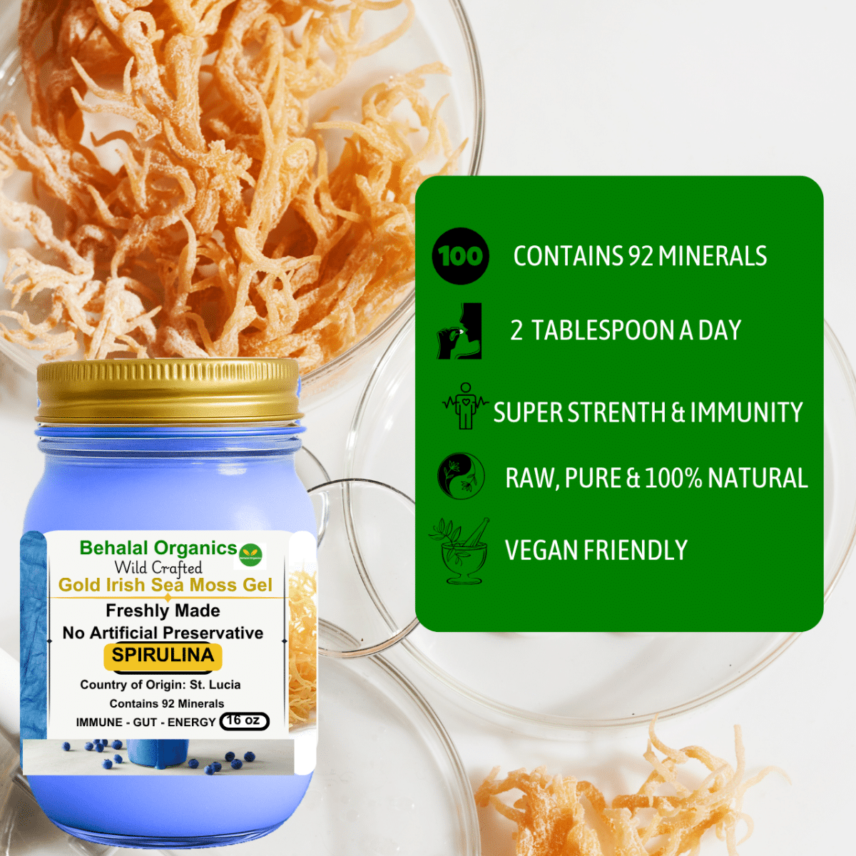 Irish Sea Moss Wildcrafted Gel with Spirulina - St. Lucia - Image 4