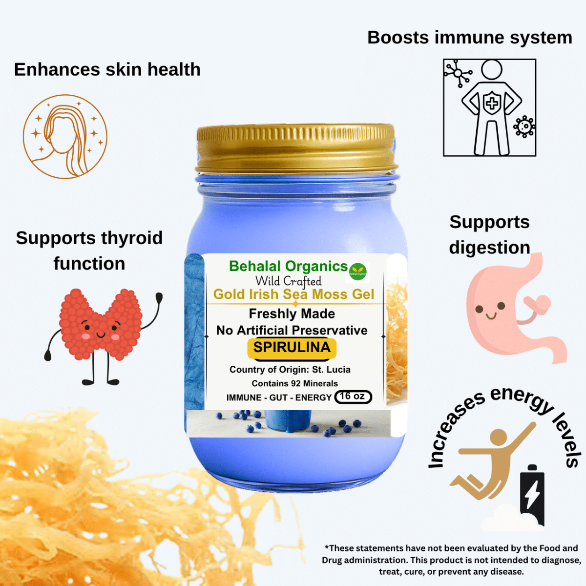 Irish Sea Moss Wildcrafted Gel with Spirulina - St. Lucia - Image 8