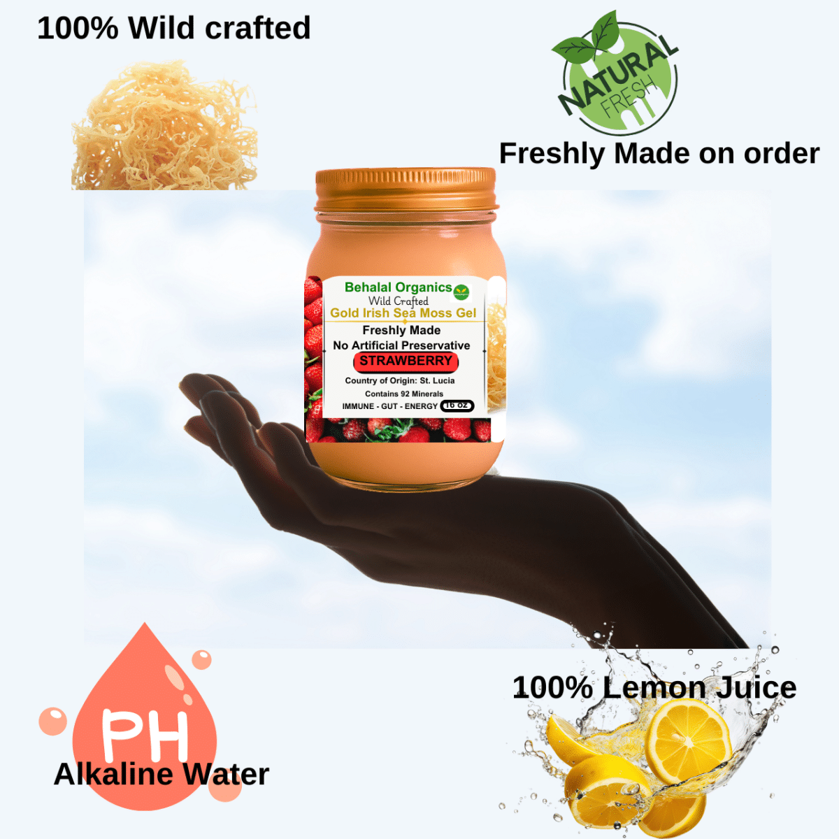 Irish Sea Moss Wildcrafted Gel with Strawberry – St. Lucia - Image 9